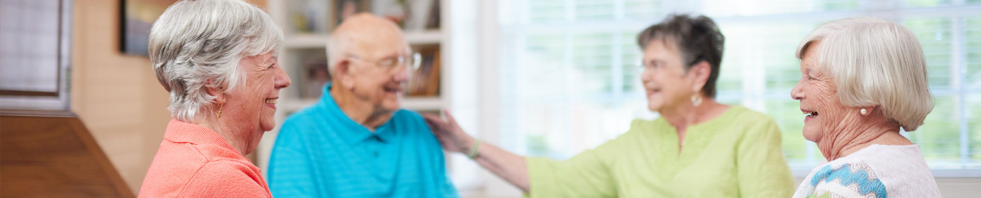 residents chatting and smiling