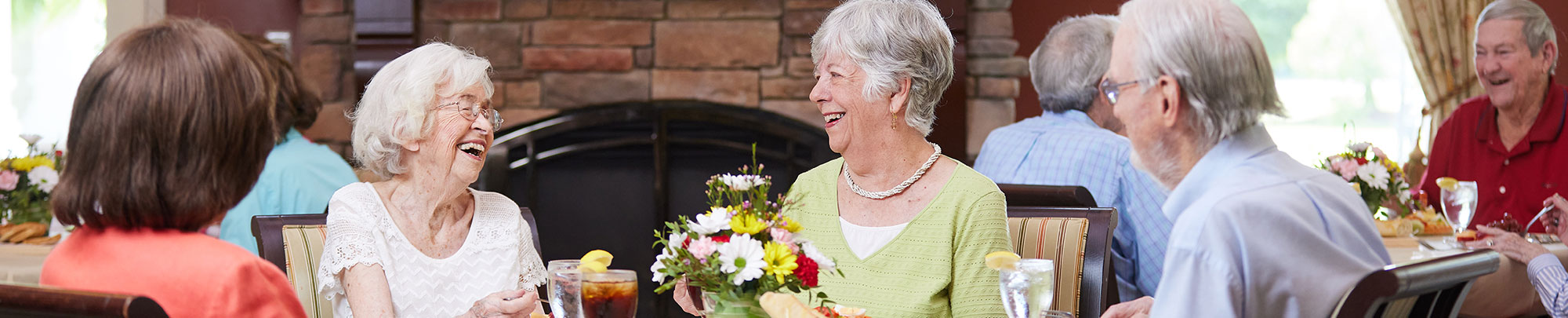 residents enjoying dinner